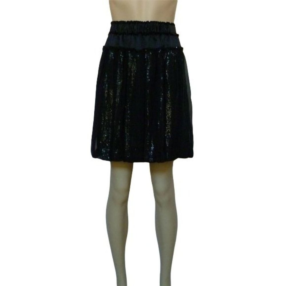 Poleci NWT Sequin Black Skirt Panel Solid Silk Party 2